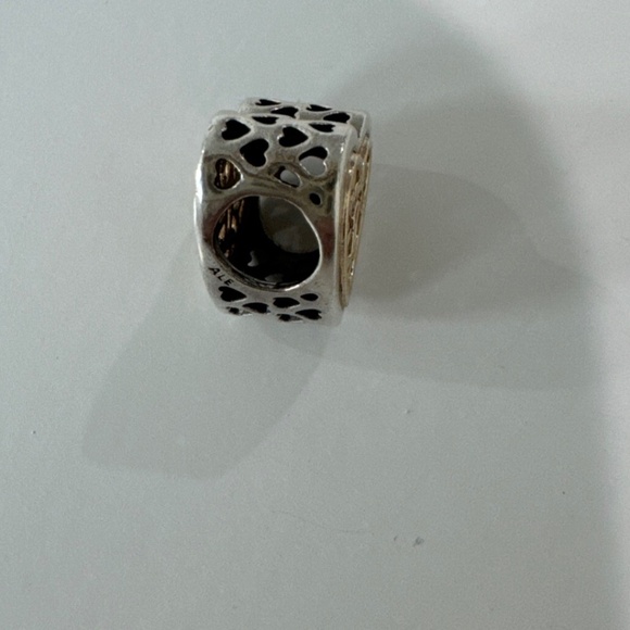 Authentic NEW Pandora Sterling Silver S925 ALE Locked Hearts Charm with 14K Gold - Picture 6 of 7